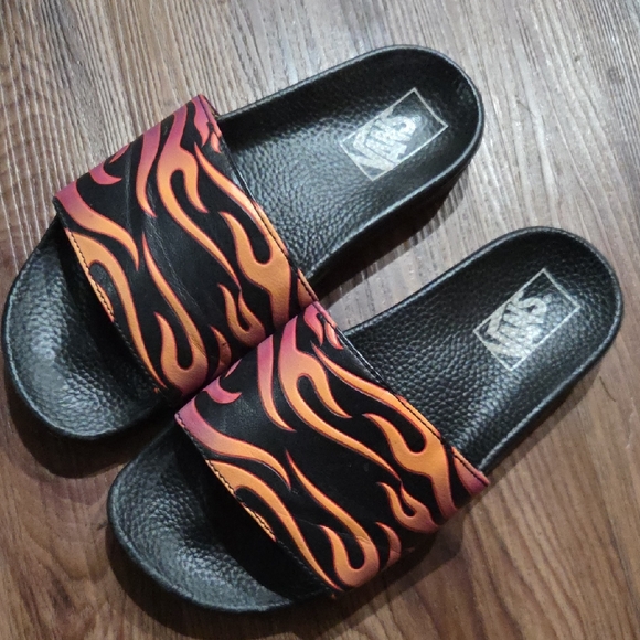 Vans Shoes - Vans Flame Black Slide Sandals Size 8